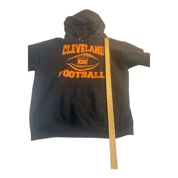 Black and Orange Cleveland Football Hoodie - Picture 8 of 9